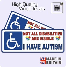 2 X AUTISM - Not All Disabilities Are Visible - Car Sticker - Disability Badge