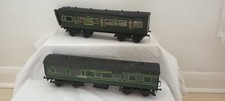 O gauge SCRATCHBUILT 2x SR Southern Green Corridor Coach (Coarse 3 rail)