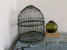 Early Antique Vintage French Beehive Dome Bird Cage Primitive Green Decor Prop