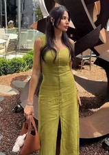 Zara Olive Green Linen Blend