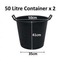 2 x 50 Litre Plant Tree Pot With Handles Heavy Duty 50L Lt Big Large Plastic