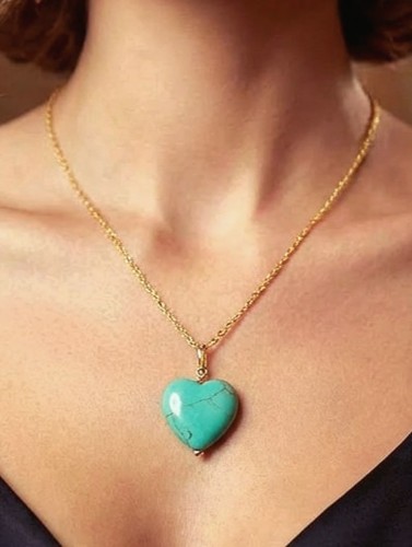 Turquoise heart necklace - heart,