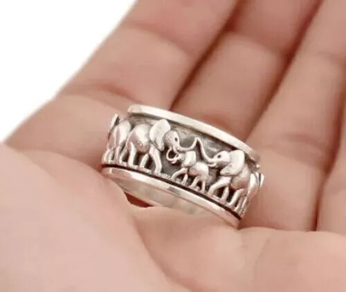 Handmade elephant spinner ring - handmade,