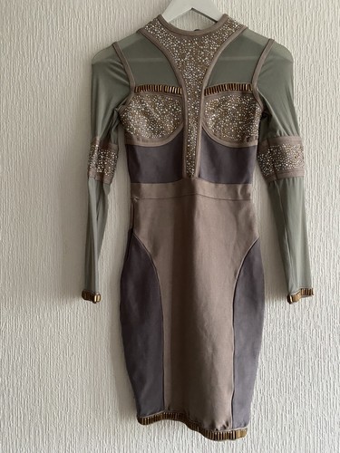 Nude grey bandage dress - bandage,