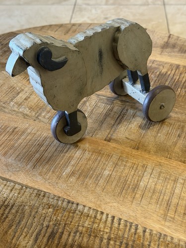 Child antique wood sheep - antique,