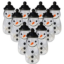 Snowman Plastic Sweet Jar with black bobble hat lid Christmas Sweet Jar Xmas