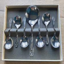 6x Vintage Fruit Spoons & Serving Spoon Chromium Plate J Billam Ltd Sheffield
