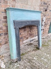 Vintage rustic French Wood Fire Surround Original French Blue Paint Can Deliver