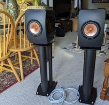KEF LS50 Speakers 50th Anniversary Speakers + Spiked Stands + Speaker Cables.