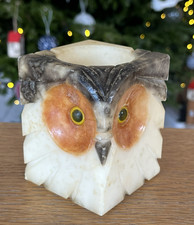 Vintage Alabaster Owl Head