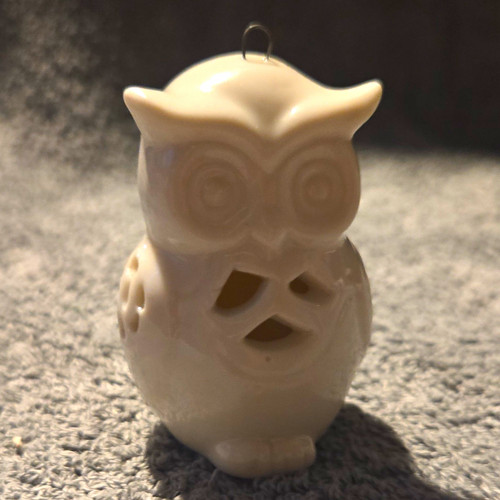 White ceramic owl hanging - owl,