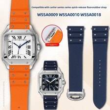 For Cartier Santos WSSA0009 High End Fluororubber Quick-Release Watch Strap 21mm