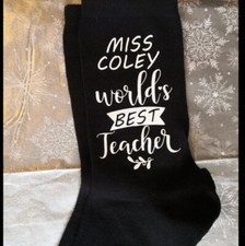 Personalised Mens Ladies Teacher School Socks christmas Gift Choose Your Name