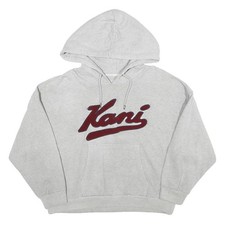 KARL KANI Womens Grey Hoodie M Kani Logo Pullover Cotton Blend Casual