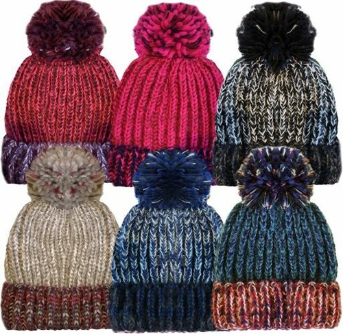 Ladies mens cable - knitted, pom