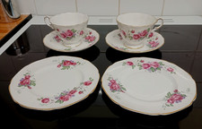 Vintage Paragon Pink Rose pattern Trio tea cup & saucer Side Plate Bone China X2