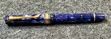 Omas Dama Blue La Royale Celluloid Fountain Pen Gold Trims 18k Fine Nib