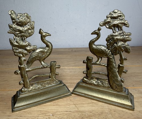 Pair bird brass peacock - of,