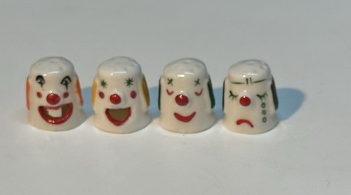 Porcelain clown thimble set - clown,