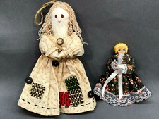 2 Vintage Tiny Rag Dolls - Late 20th Century Hand Crafted