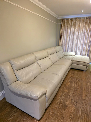 Dfs cream leather - corner, sofa