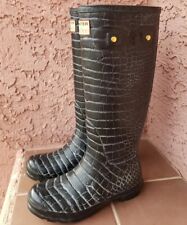 Hunter x Jimmy Choo Black Croc Rain Boots 
