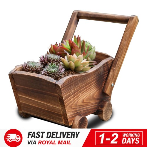 Wooden wheel barrow planter - wooden,