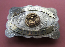 USA SANTA MARIA GUN CLUB GOLDEN 400 LADY TROPHY STERLING SILVER BELT BUCKLE 64gr