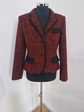 L.K.Bennett red and black jacket size 12 tweed Chaya lined blazer wool blend 
