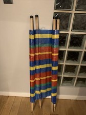 Vintage Retro Blue, Green & RedCampervan Beach Camping Striped Windbreaker Shade