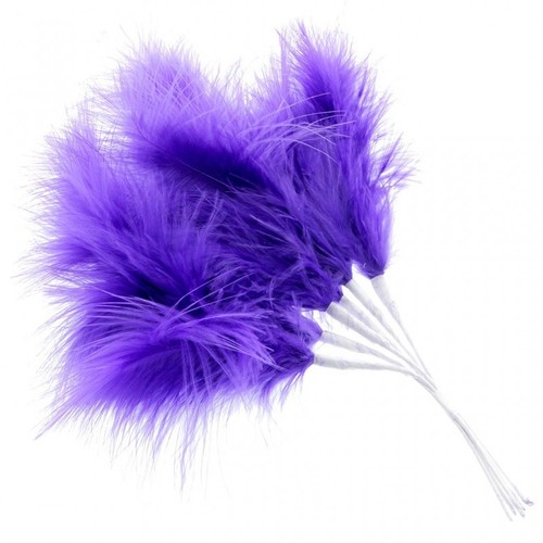 Fluffy purple feathers wired - feathers, x