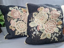 pair floral cushions vintage