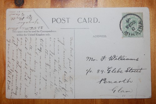 Ynyshir wales postmark 1907 - wales,