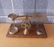 Vintage Brass Post Office Letter Scales With Brass Weights