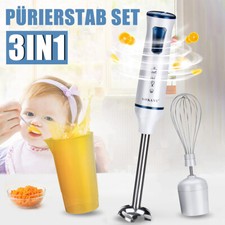 1000W Immersion Hand Blender Mini Chopper 3 in 1 Electric Mixer w/ Beaker Whisk
