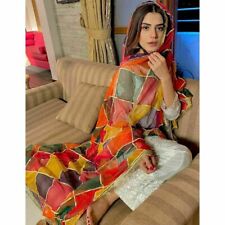 Ladies Phulkari Dupatta Ethnic Indian Wrap Chiffon Wedding Bridal Scarf