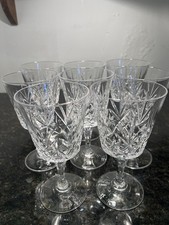 Vintage Cut Crystal Wine Glasses Set of 8 – Diamond Pattern 12cm