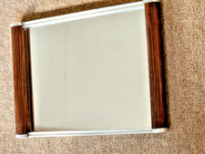 Vintage French Art Deco Chrome Mirrored Glass Tray