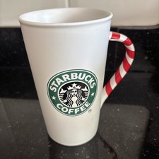 Starbucks Collectable 2010 Christmas Candy Cane Coffee Cup Mug Festive Tea Latte