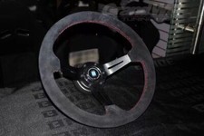 NARDI 350MM 14' Deep cone 90mm Suede Leather Red stitch Sport Steering Wheel