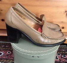 Patrick Cox Wannabe Vintage 90s Leather Block Heeled Shoes Loafers 37.5 38 4.5 5