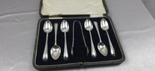 Silver-plated teaspoon box set, vintage silverware hallmarked hard to make out