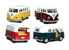 Volkswagen T1 Samba Camper Van 1:32 Scale Opening Doors Pullback Go Toy Bus NEW