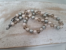 Marks And Spencer Pink and Silver Faux Pearl And Glass Beaded Necklace