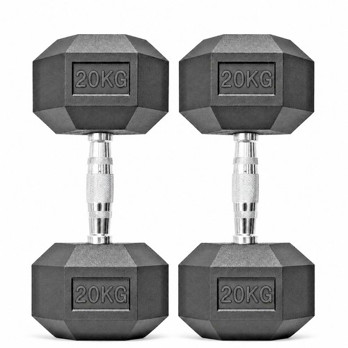 Rubber hex dumbbell set - hex, pair