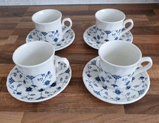 Churchill England Finlandia Lot of 4 Cups and Saucers Set Blue Floral