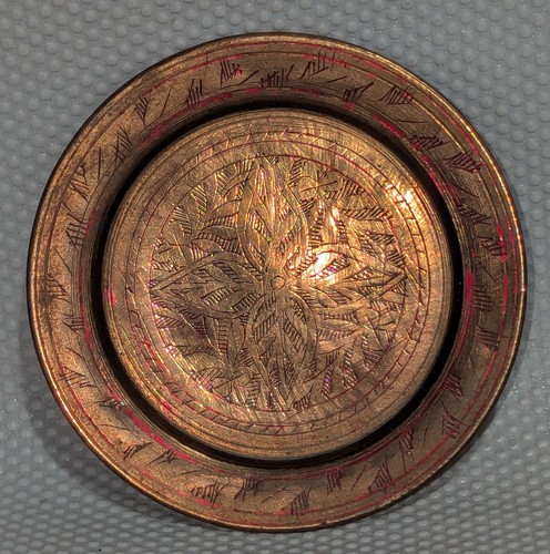 Small brass round tray with - small,