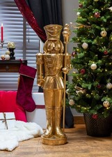 4ft LARGE RESIN GOLD NUTCRACKER SOLDIER CHRISTMAS DECORATIONS XMAS NUTCRACKER