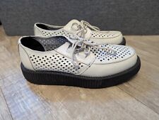 T.U.K. Rare Tuk Punk Shoes Black White Lo Perforated Creepers VGC Size UK 6