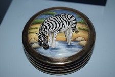 A rare discontinued Ltd Ed Moorcroft enamels PW/Z paperweight "Zebras" 2003
